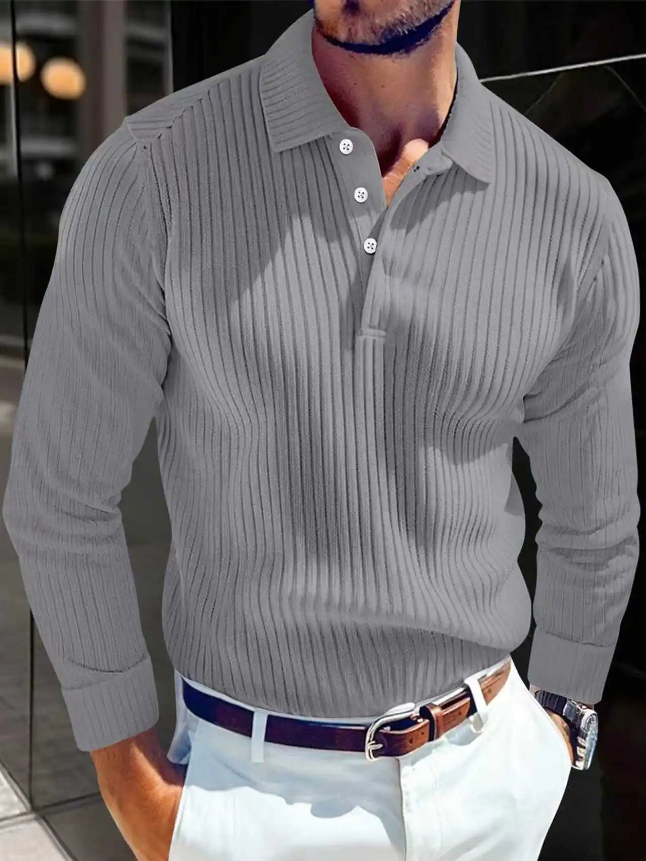 Striped Fashion Long Sleeve Polo