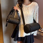 Diamond-Quilted Cylinder Bag