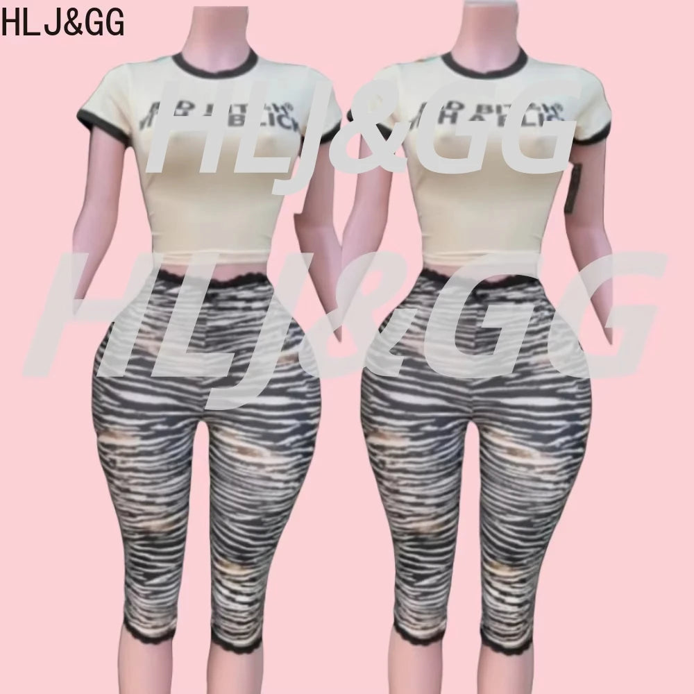 HLJ&GG Zebra Lace Shorts Two Piece Set