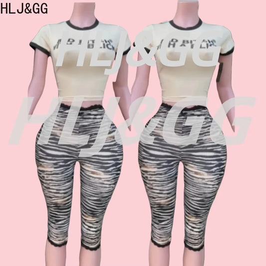 HLJ&GG Zebra Lace Shorts Two Piece Set