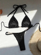 Leopard Halter Mini Thong Bikini