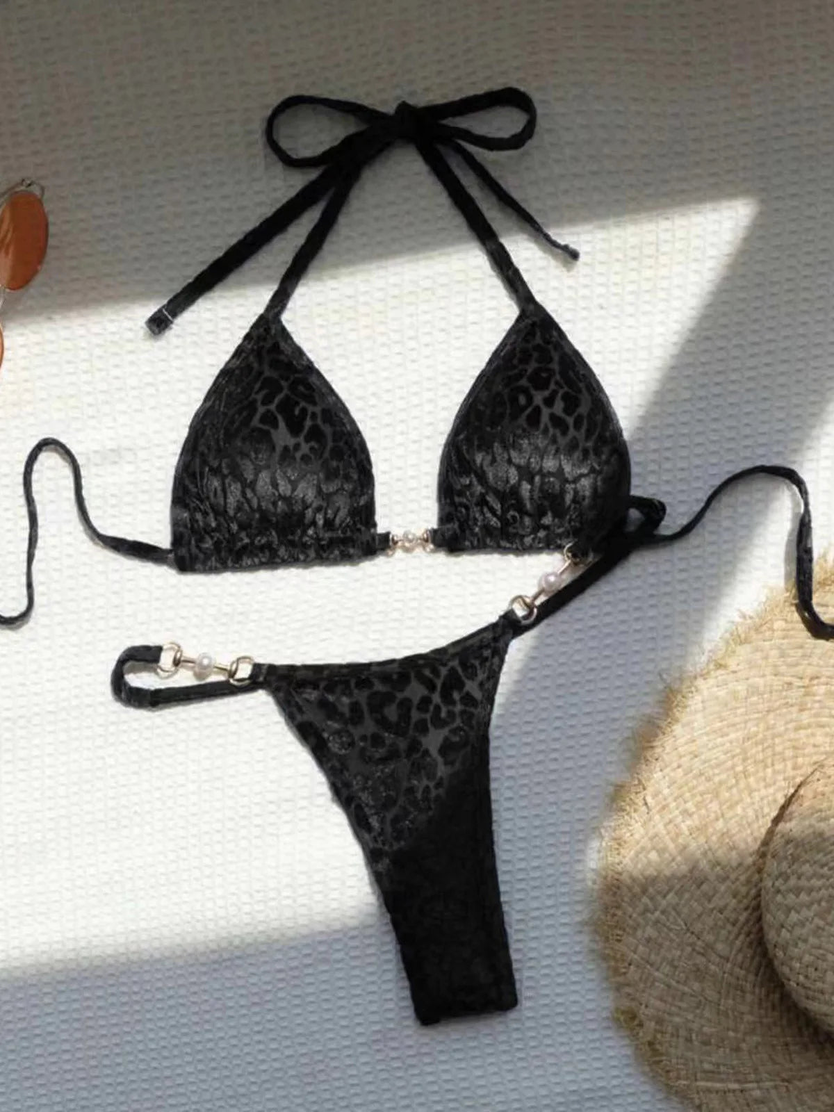 Leopard Halter Mini Thong Bikini