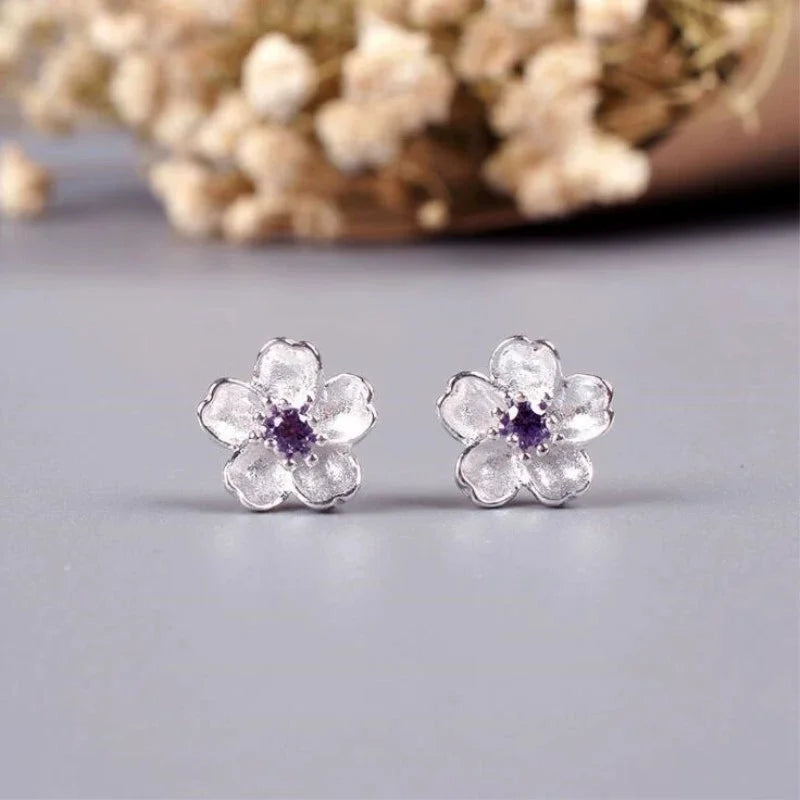 Blue Cherry Blossom Earrings