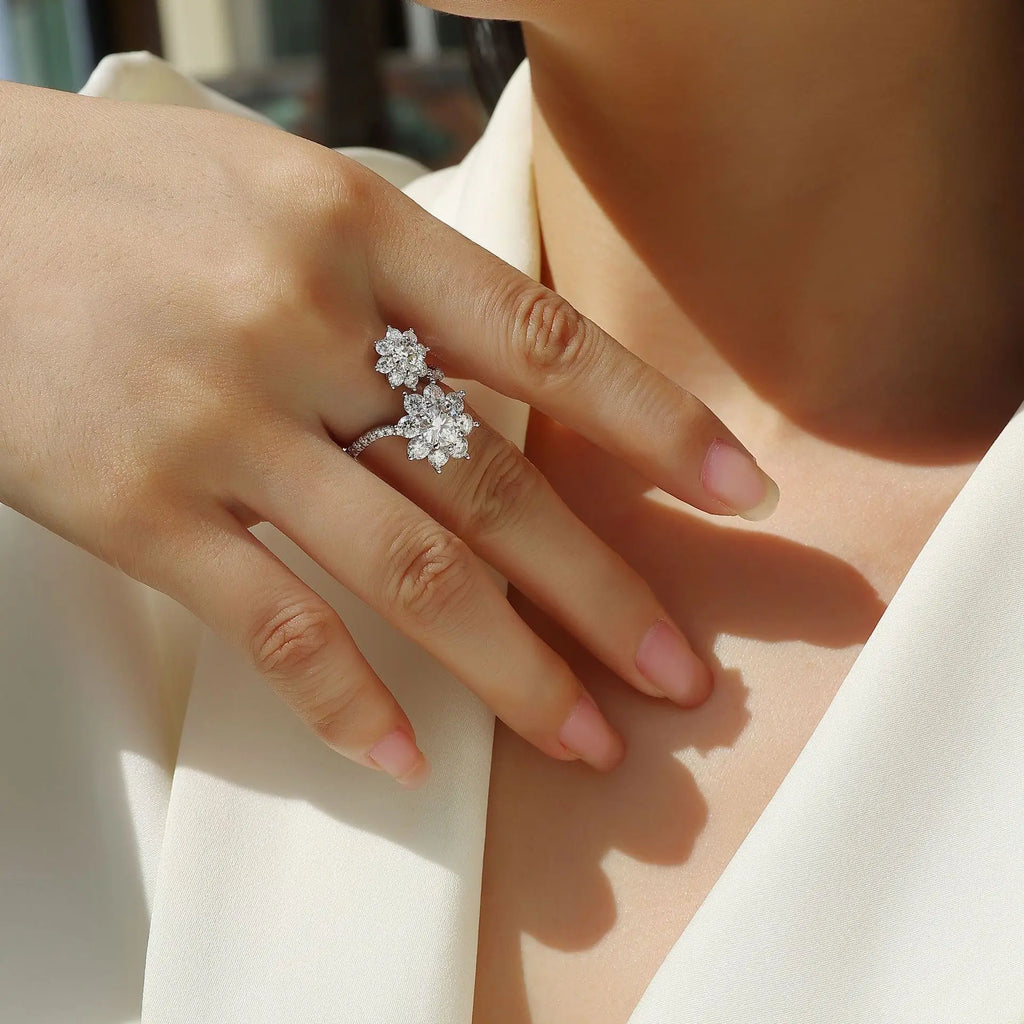 Flower Cut Moissanite Ring