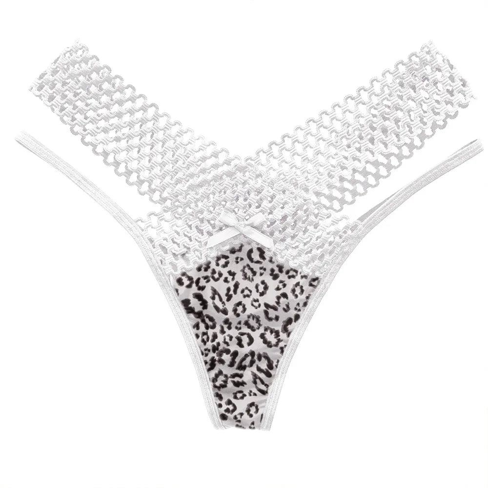 Sexy Leopard Lace Women Panties Seamless Underwear Hollow Out Sensual Lingerie Female Breathable Thongs T-back G-string