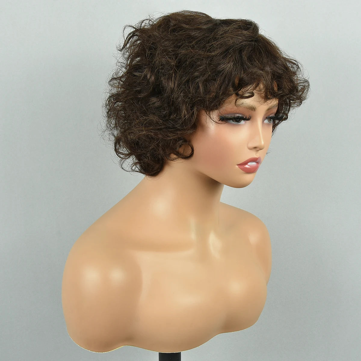 Brown Short Curly Pixie Cut Wig
