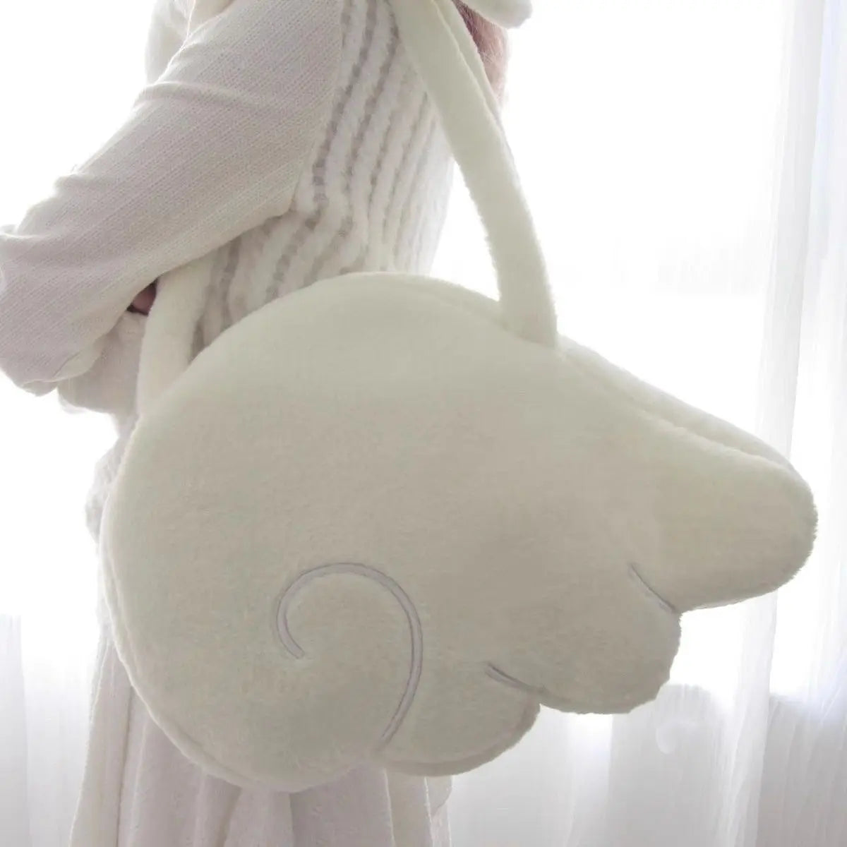Japanese Y2K White Melting Angel 3D Wing Handbag Women Girls Anime Cute Plush Shoulder Bag Ladies Spacious Underarm Purse 2025