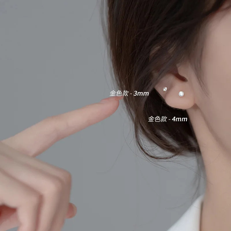 925 Sterling Silver Zircon Spiral Beads Bone Earrings