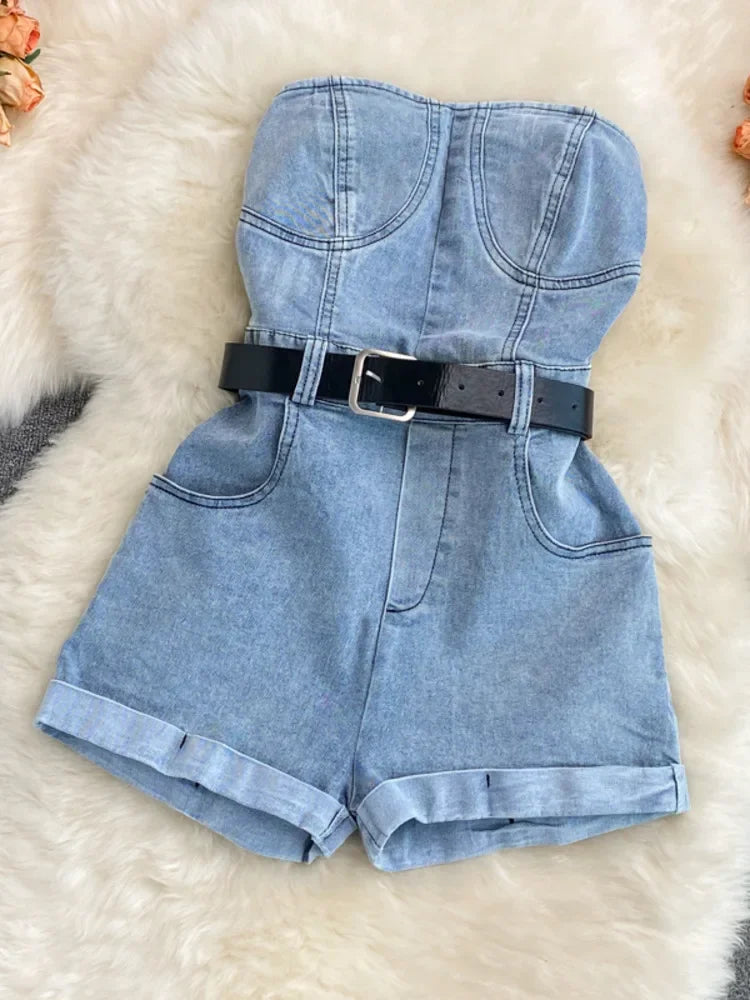 Loose Casual Denim Romper