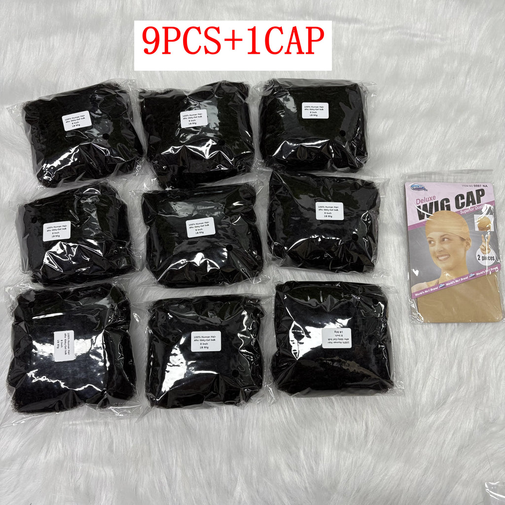 Tight Afro Kinky Bulk Human Hair for Dreadlock Extensions 100% Human Hair 30G/1 Pack 8 Inch Natural Repair Extensions for Braids