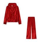 Women's Two Piece Tracksuit with Rhinestone Design, Casual Lounge Set, Sparkling Letter Hoodie and Pants