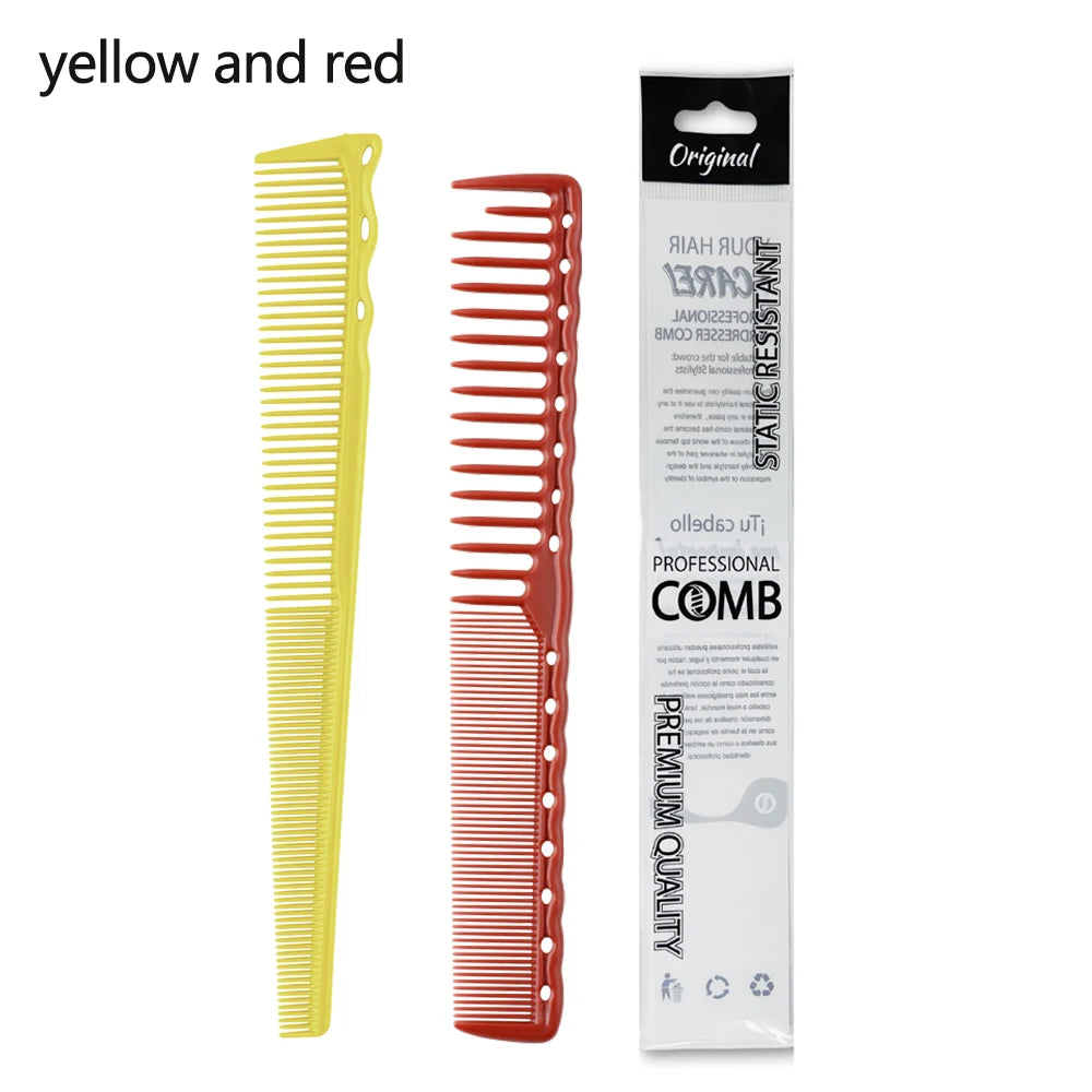 2PCS Set Professional Barbershop Hairdressing Dense Teeth Comb Anti-Static Edge Corner Comb Flat Haircut Styling Trimming Tools