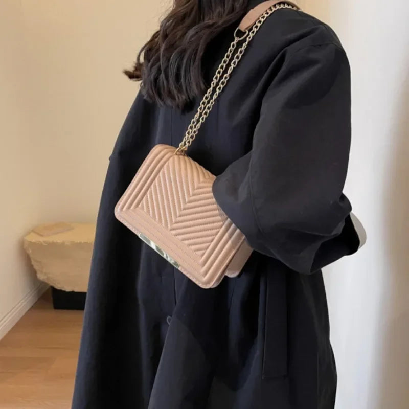 Chevron Chain Shoulder Bag
