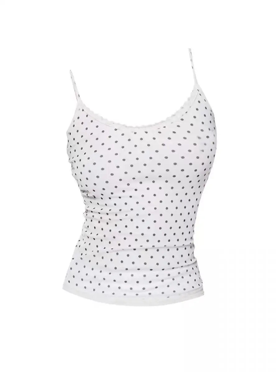 Dot Lace Patchwork Tank Top
