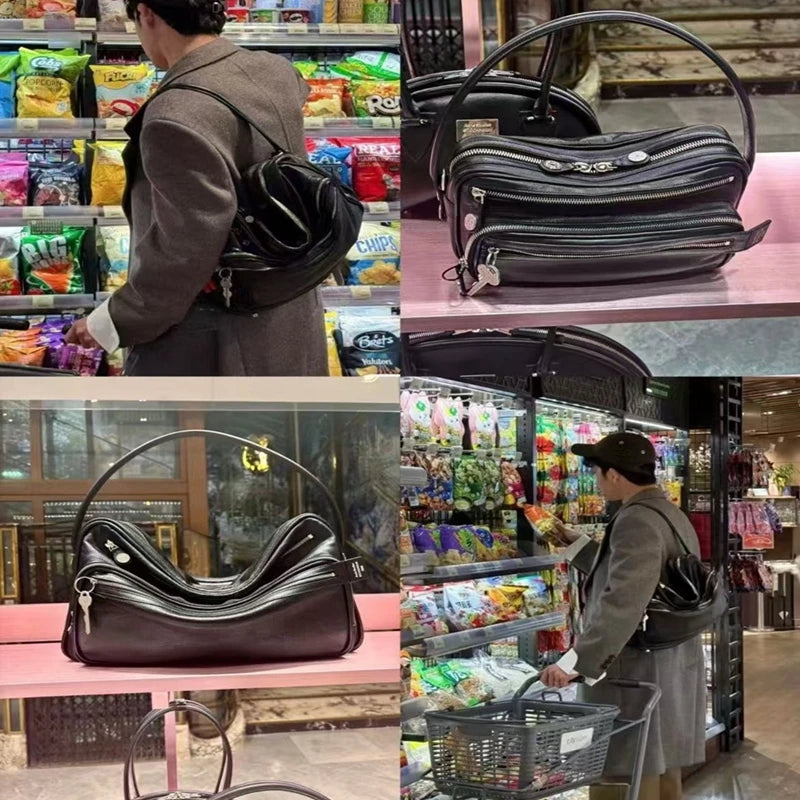 Swiss Design Genuine Leather Bowling Bag