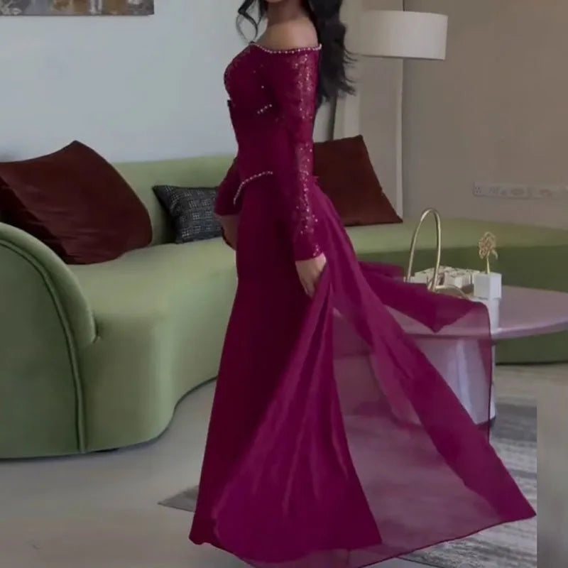 Hollow Rhinestone Evening Dress