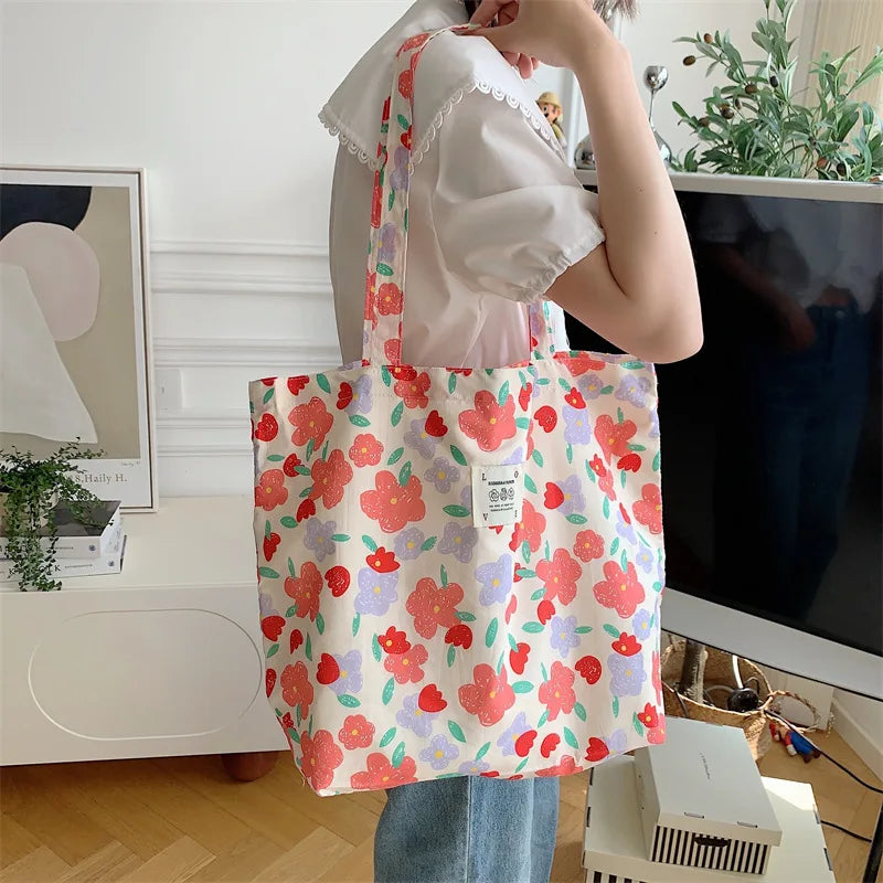 Floral Canvas Tote Bag