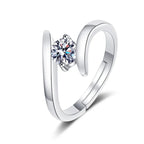 925 Sterling Silver Zircon Adjustable Ring