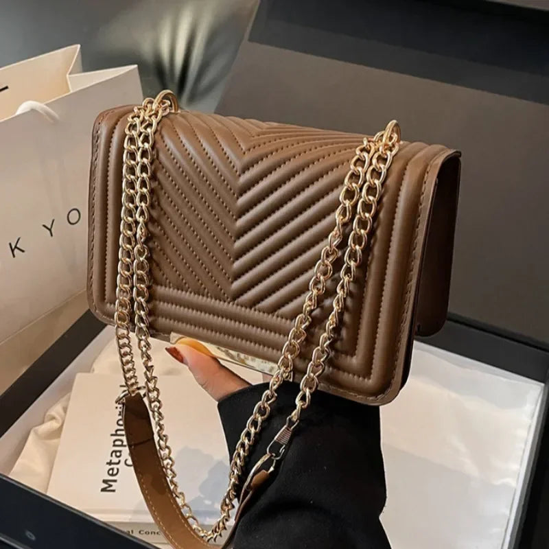 Chevron Chain Shoulder Bag