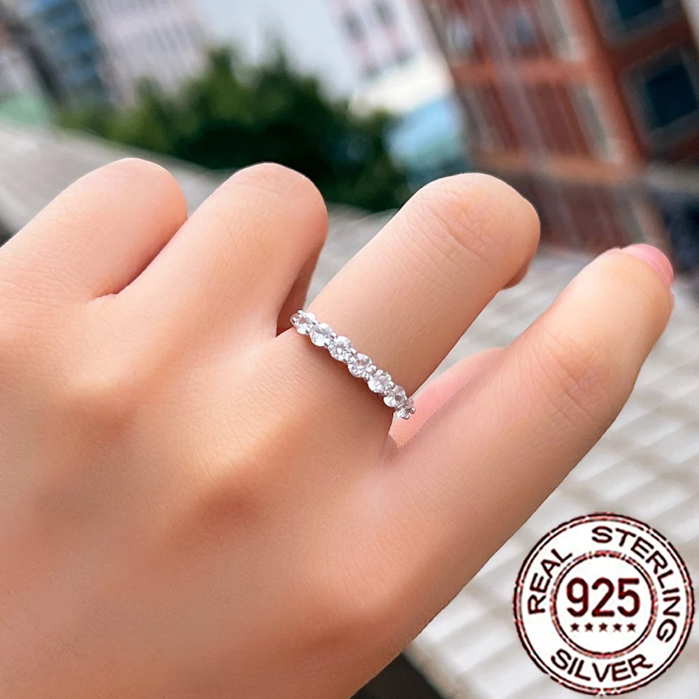 925 Sterling Silver Round CZ Zircon Ring