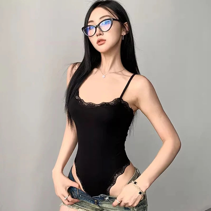 Lace Trim Sleeveless Bodysuit