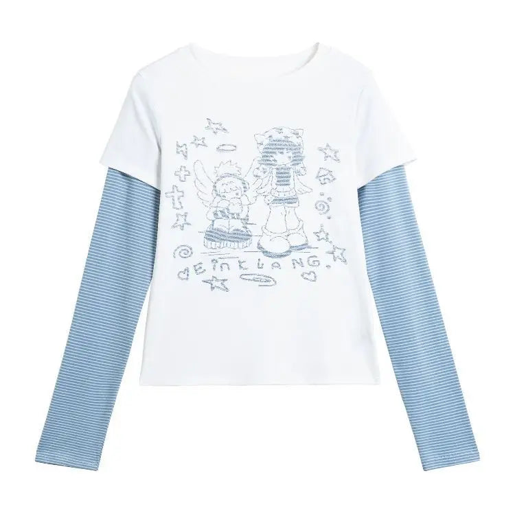 O Neck Fake Two Piece Tee