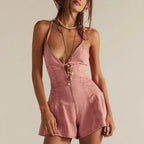 Backless Lace Up Romper