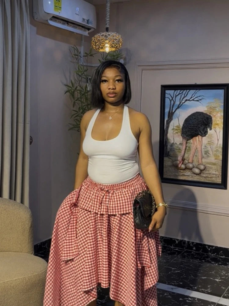High Waist A Line Pleated Flared Maxi Skirt