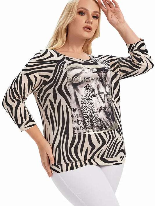Round Neck Zebra Print Shirt