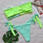 Patchwork Cut Out Rhinestone Bikini