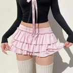Bow Pleated Mini Skirt