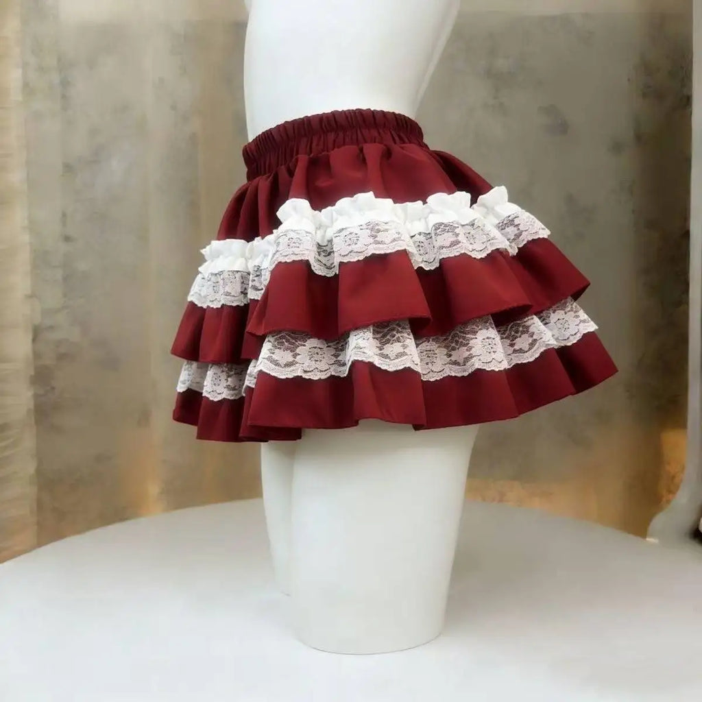 Tiered Lace Ruffle Mini Skirt
