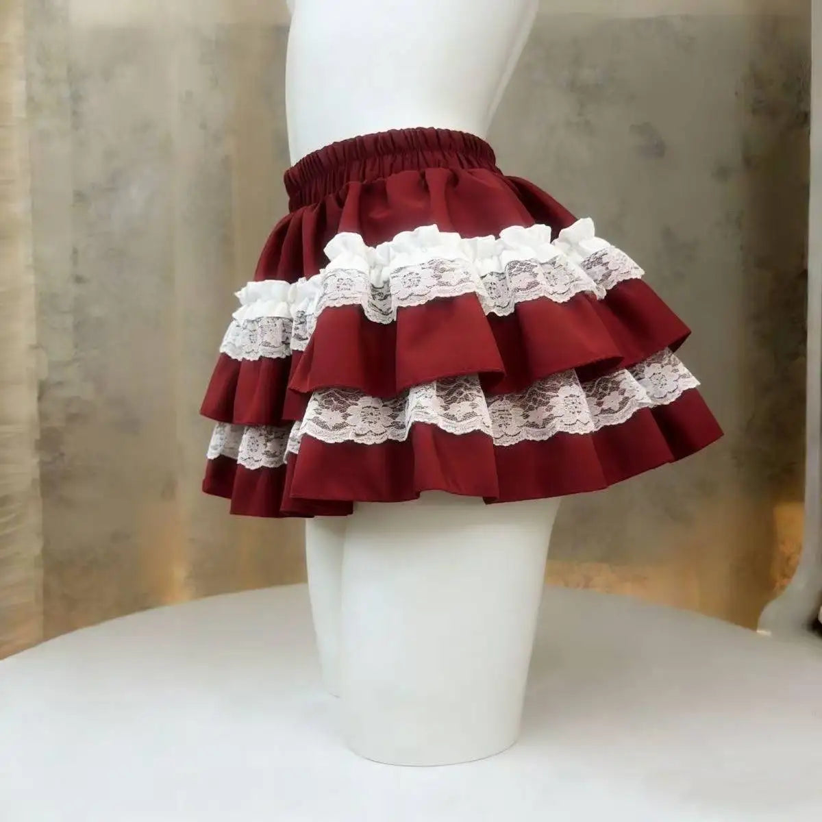 Tiered Lace Ruffle Mini Skirt