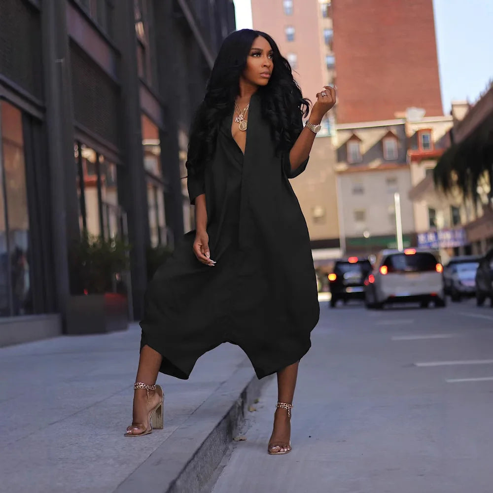 3/4 Sleeve Pocket  Harem Jumpsuit