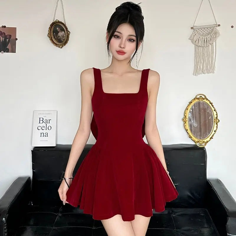 Bow-Back Velvet Dress
