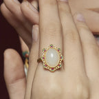 Hetian Jade Flower Ring