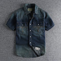 Short Sleeve Lapel Denim Cargo Shirt