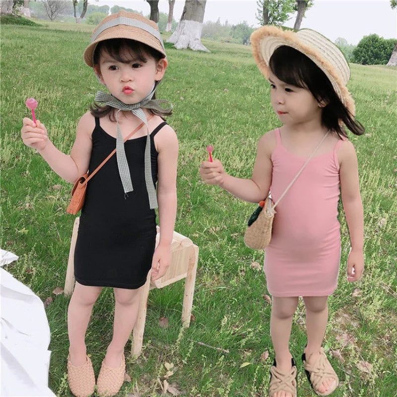 キッズ女の子服 夏物新作 スリングドレス スリムスタイルワンピース スイートで可愛い普段使いの子供服