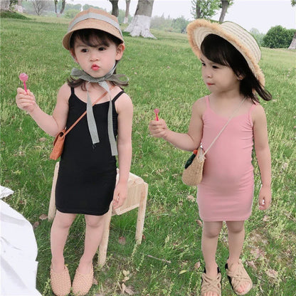 キッズ女の子服 夏物新作 スリングドレス スリムスタイルワンピース スイートで可愛い普段使いの子供服
