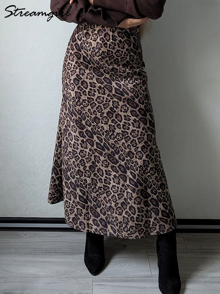Leopard Print Suede Skirt