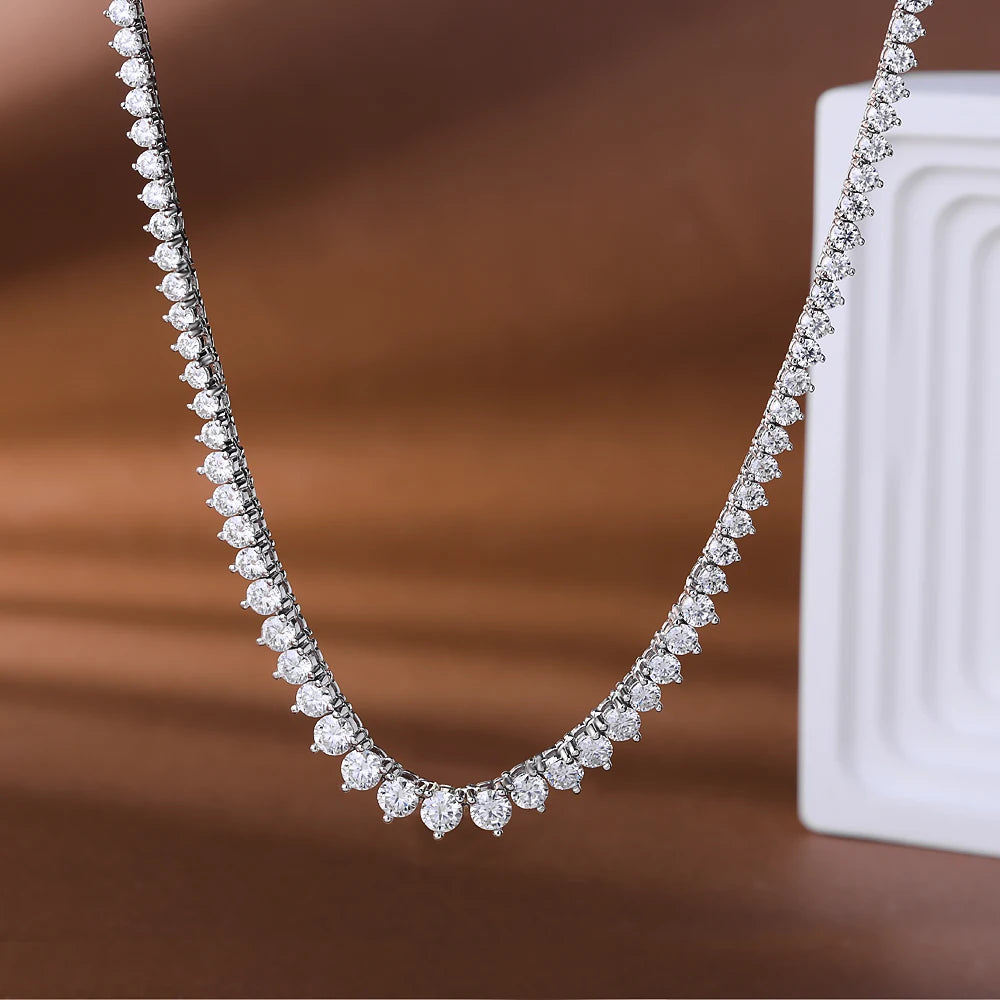 3-Claw Setting Full Moissanite Tennis Necklace
