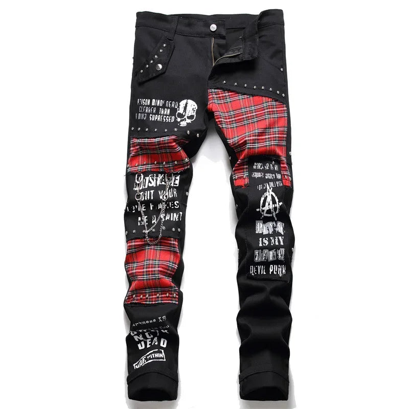 Dual-Tone Tartan Streetwear Pants