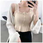 ITOOLIN Buttons Cropped T-Shirt
