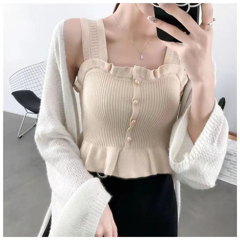 ITOOLIN Buttons Cropped T-Shirt