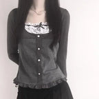 Polka Dot Print Contrast Patchwork Knitted Top