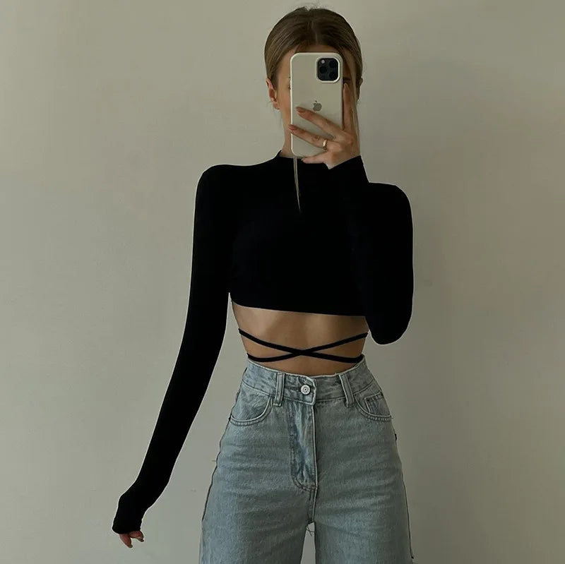 Lace Zebra Pattern Backless Top