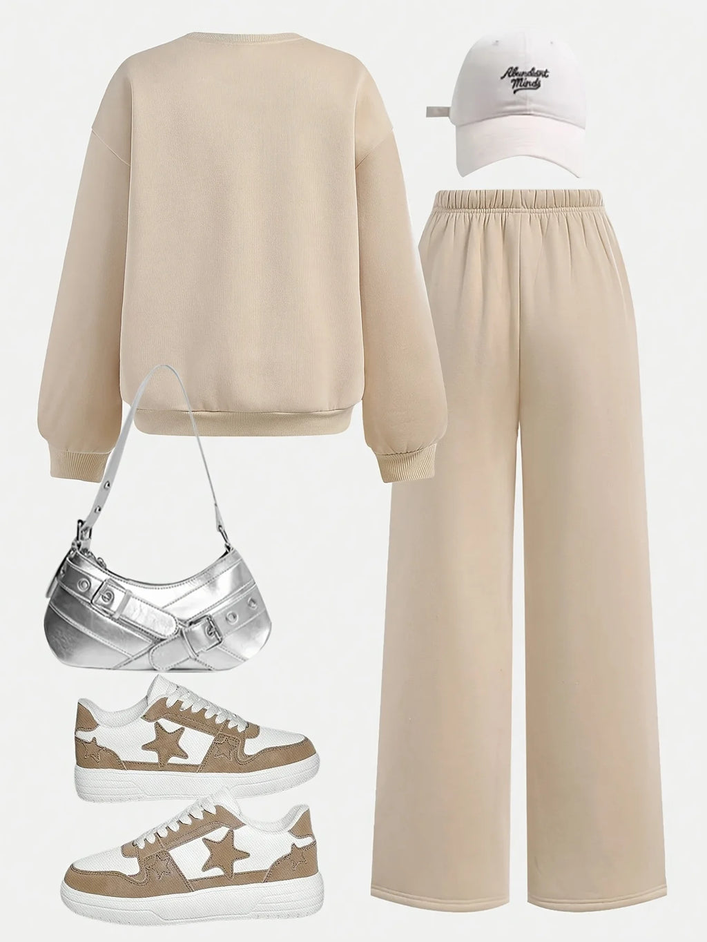 Round-Neck Pullover and Wide-Leg Pants Set
