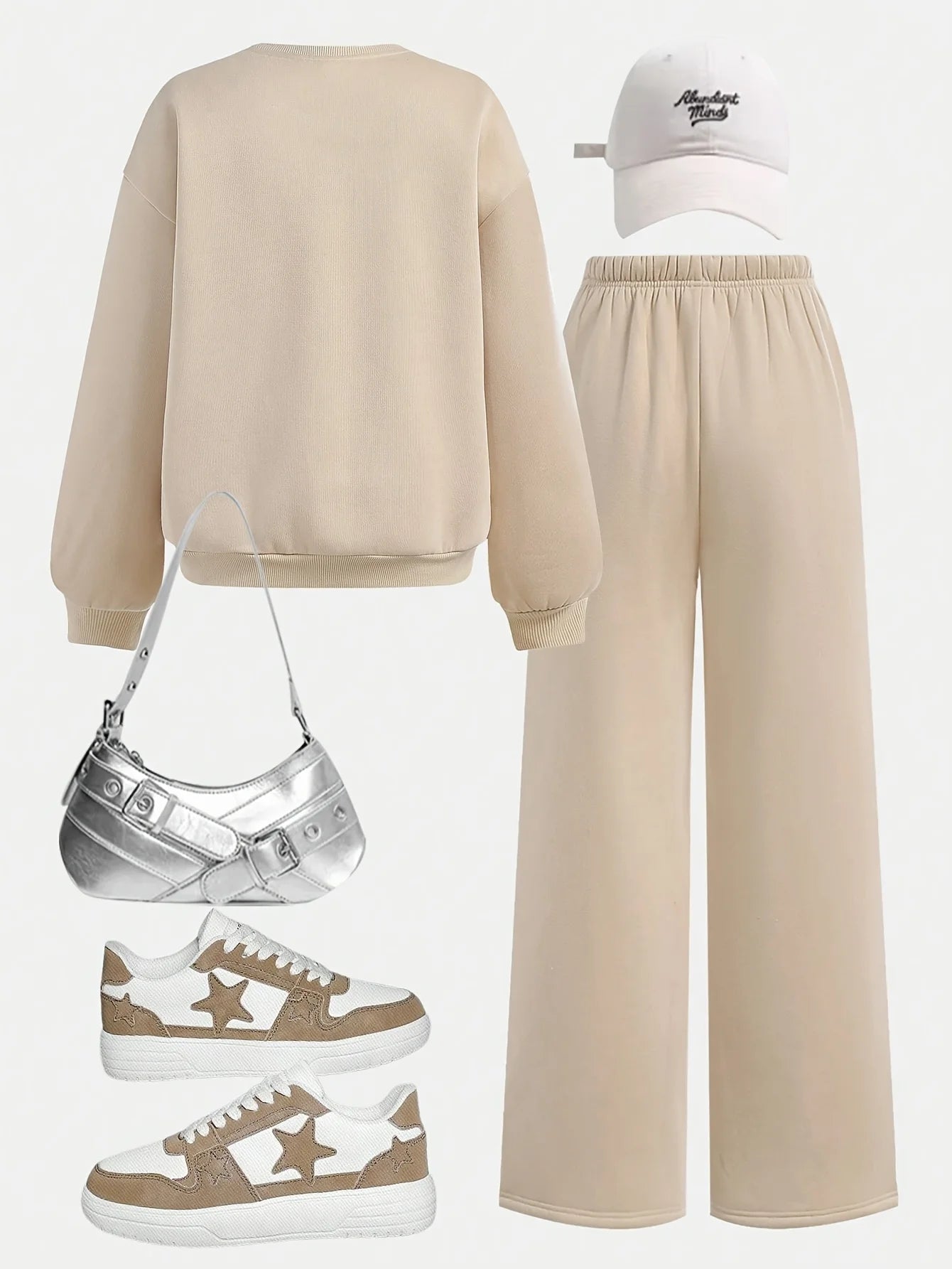 Round-Neck Pullover and Wide-Leg Pants Set