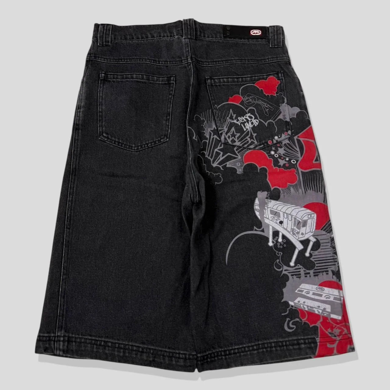 Pattern Denim Shorts