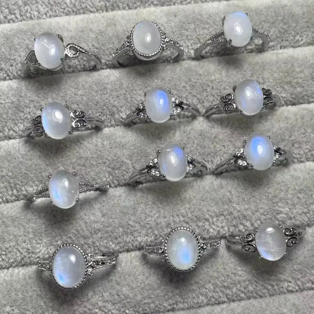 Natural Moonstone White Copper Adjustable Ring